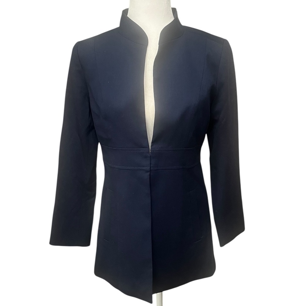 Pendleton Navy Blue Virgin Wool Spandex Blend Career Jacket Size 6‎ Petite